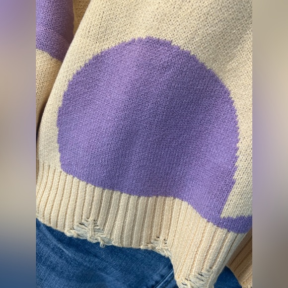 BAILEY ROSE Yellow and purple smiley sweater sz S M L - Picture 9 of 10